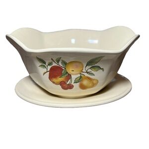 Vintage Teleflora Cherry‎ Fruit Planter With Attached Tray Ceramic Serving Bowl